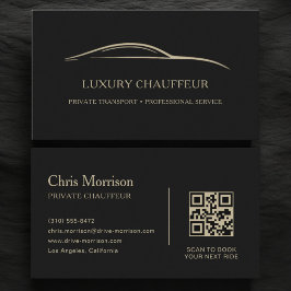 Luxury Chauffeur QR Code Black & Gold Visitenkarte