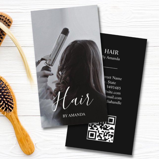 Luxury Chic Hair Friseur Beauty Salon QR Code Visitenkarte (Von Creator hochgeladen)