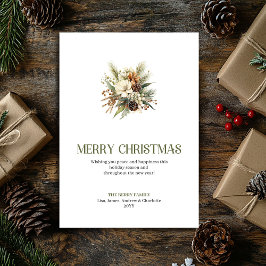 Luxury Christmas Bouquet Neutral Sage Holiday Card Feiertagskarte