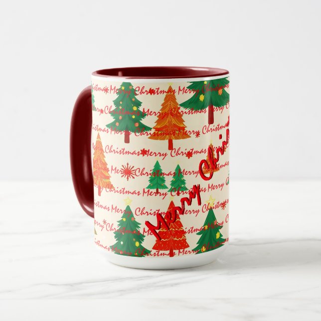 Luxury Christmas Christmas Trees Festive Tasse (Vorderseite Links)