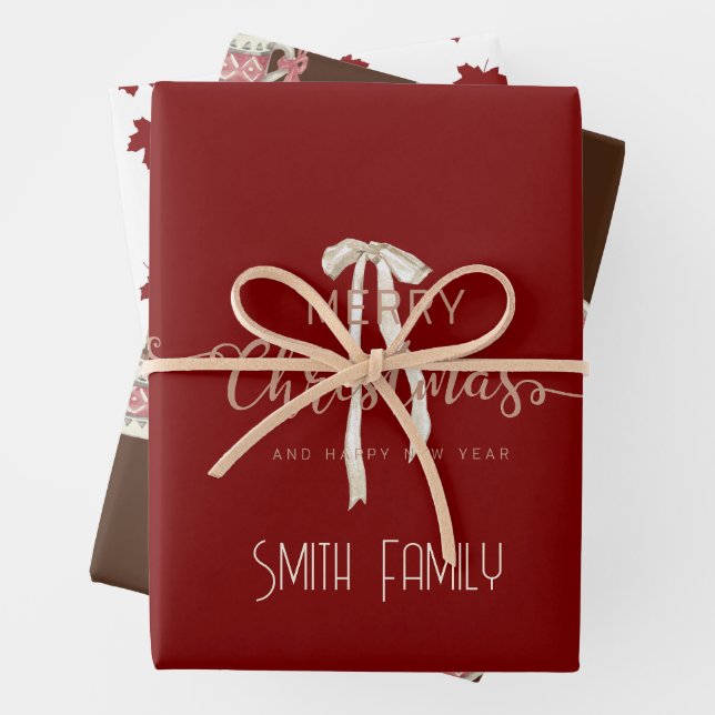 Luxury Christmas Personalized Merry Christmas  Geschenkpapier Set (Beispiel)