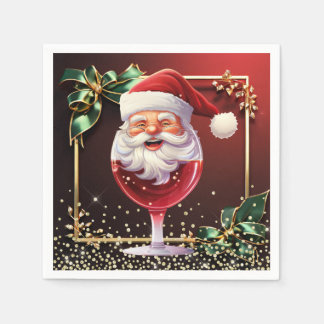 Luxury Christmas Serviette Jolly Santa Wine Glass
