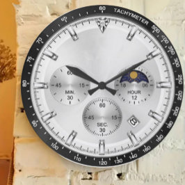 Luxury Chronograph Silver Racing Dial Große Wanduhr