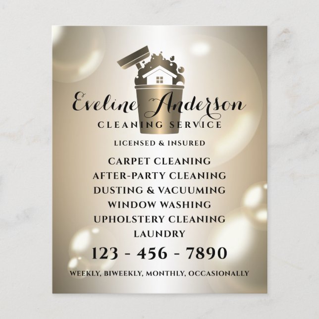 Luxury cleaning logo and bubbles flyer (Vorne)