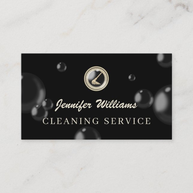 Luxury cleaning mop logo cleaner visitenkarte (Vorderseite)