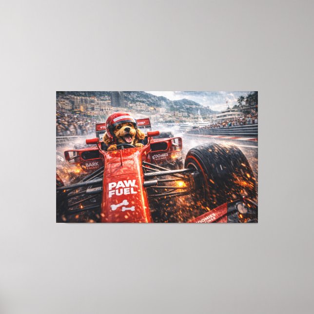 Luxury Cockapoo Racing Canvas – Cinematic Dog Art Leinwanddruck (Vorderseite)