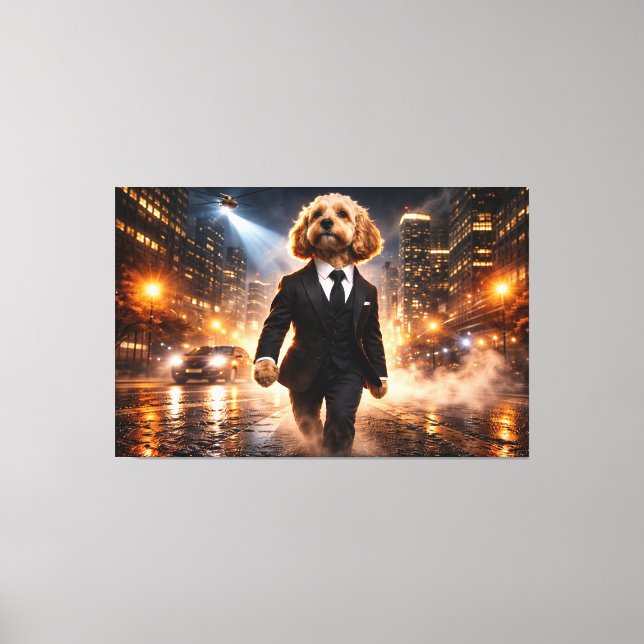Luxury Cockapoo Wall Art – City Night Modern Leinwanddruck (Vorderseite)