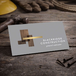 Luxury Contractor Construction Wood Logo Gray Visitenkarte
