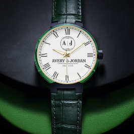 Luxury Couple Name Custom Engraved Romantic Mono Armbanduhr