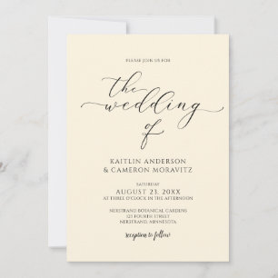 Luxury Cream Wedding Elegante Calligraphy Script Einladung
