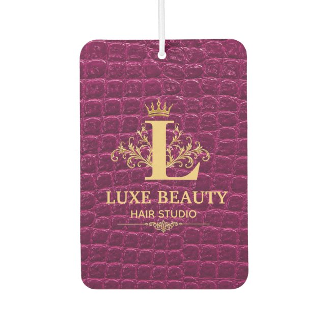 Luxury Crocodile Leather Monogram Gold Initial  Autolufterfrischer (Vorderseite)