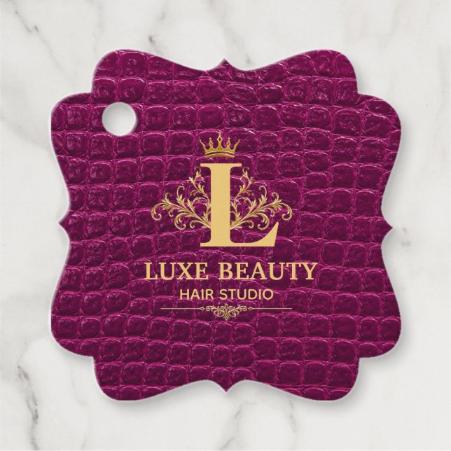 Luxury Crocodile Leather Monogram Gold Initial  Geschenkanhänger (Vorderseite)