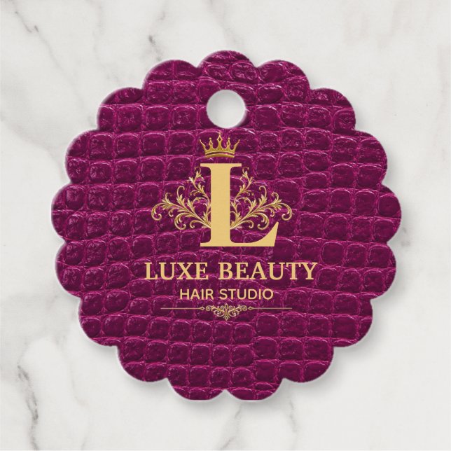 Luxury Crocodile Leather Monogram Gold Initial  Geschenkanhänger (Vorderseite)