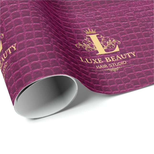 Luxury Crocodile Leather Monogram Gold Initial  Geschenkpapier (Rolleneckpunkt)
