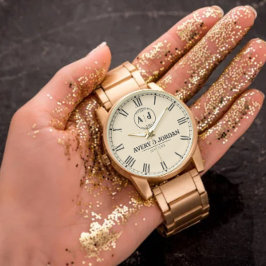 Luxury Custom Couples Monogram Wedding Armbanduhr