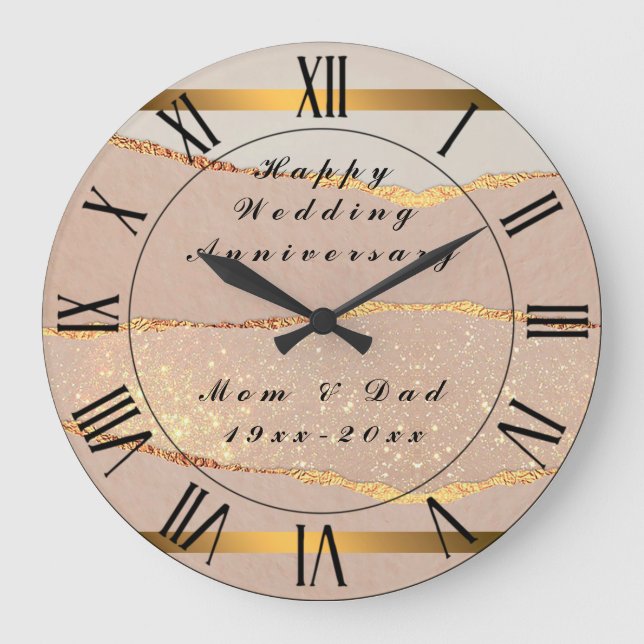 Luxury Customize Glitzer Rose Gold Große Wanduhr (Vorderseite)