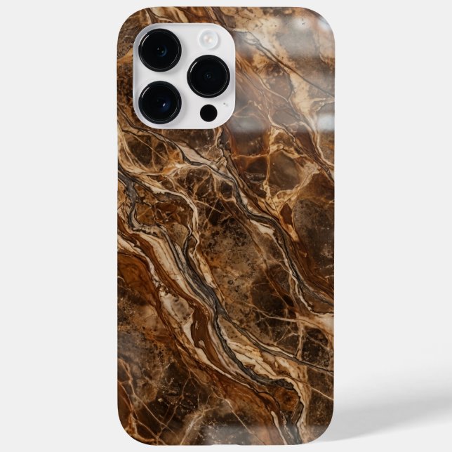 Luxury Dark Brown and Gold Marble iPhone Case (Rückseite)