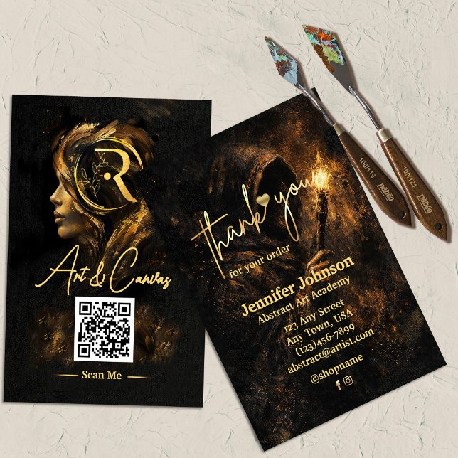 Luxury Dark Fine Art | Elegant Thank You Visitenkarte (Luxury Dark Fine Art | Elegant Thank You Business Card #thankyoucard #thankyouforyourorder #support)