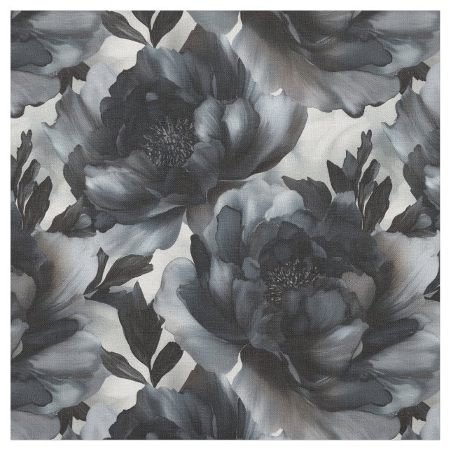 Luxury Dark Peonies Fabric Stoff (Nahaufnahme)