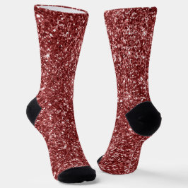 Luxury Dark Red Glitzer Socken