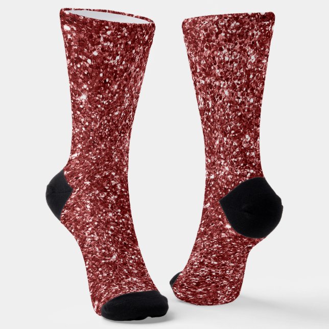 Luxury Dark Red Glitzer Socken (Gewinkelt)