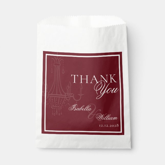 Luxury dark Red Old Money Wedding chandelier Geschenktütchen (Vorderseite)