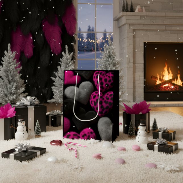 Luxury Dark Romantic Heart Gift Bag Mittlere Geschenktüte (Von Creator hochgeladen)