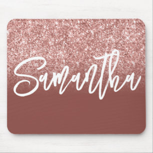 Luxury Dark Rose Gold Glitzer Ombre Personalisiert Mousepad