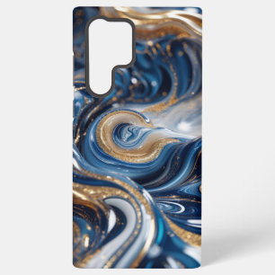 Luxury Deep Blue Gold Swirl 3D Marmortextur Samsung Galaxy Hülle