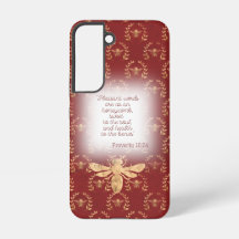 Luxury Deep Red Gold Bee Wreath Grid Faith 