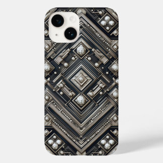 Luxury Diamond Cut Geometric Art Deco Pattern Gold Case-Mate iPhone 14 Hülle