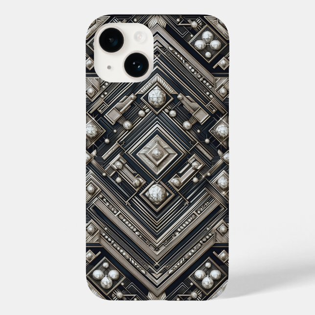 Luxury Diamond Cut Geometric Art Deco Pattern Gold Case-Mate iPhone Hülle (Rückseite)