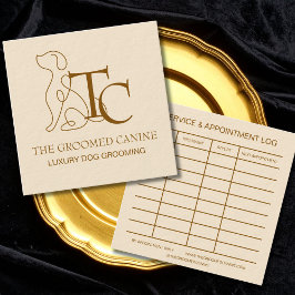 Luxury Dog Grooming Business Card Bronze Champaign Quadratische Visitenkarte