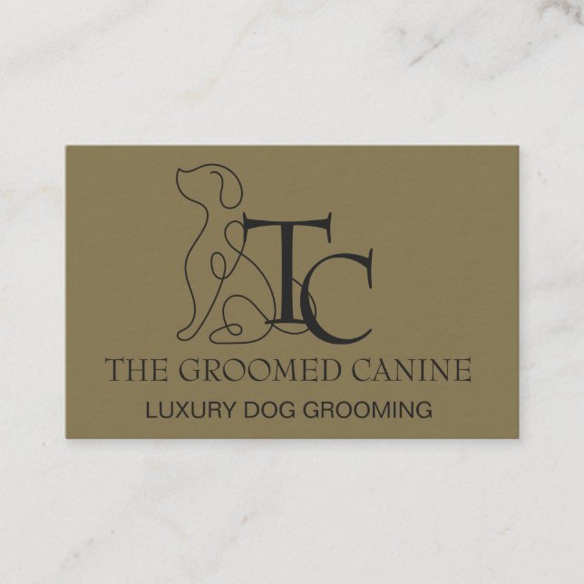 Luxury Dog Grooming Business Card Deep gold Visitenkarte (Vorderseite)