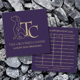 Luxury Dog Grooming Business Card Deep Plum Quadratische Visitenkarte