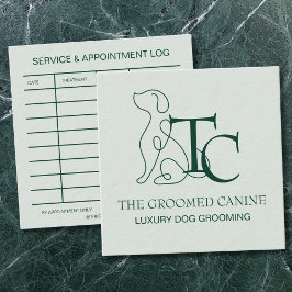 Luxury Dog Grooming Business Card Mint Frost Quadratische Visitenkarte