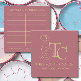 Luxury Dog Grooming Business Card Pet Rose Gold Quadratische Visitenkarte