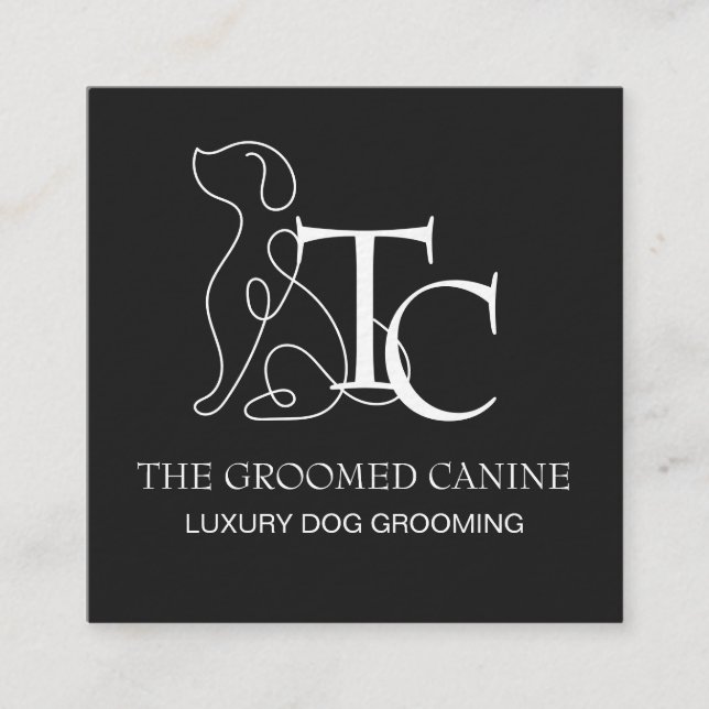 Luxury Dog Grooming Business Card Pet Stylist Quadratische Visitenkarte (Vorderseite)