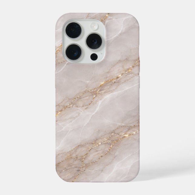 Luxury Dove Gray Marble with White Veins & Gold  iPhone Hülle (Rückseite)