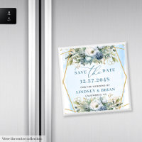 Luxury Dusty Blue Gold Glitzer Rett Date Magnet