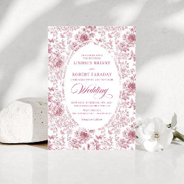 Luxury Dusty Pink French Toile Wedding Invitation Einladung