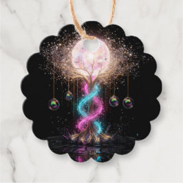 Luxury Electric Neon Floral Scalloped Gift Tags Geschenkanhänger