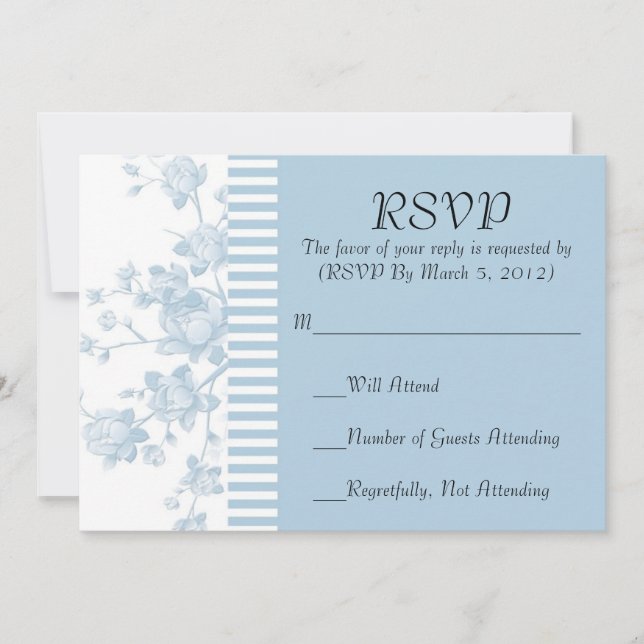 Luxury Elegant Blue Peony Floral RSVP Karte (Vorderseite)