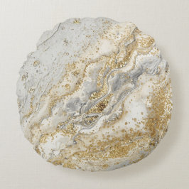 Luxury, Elegant, Modern Gold Grey Pattern Rundes Kissen