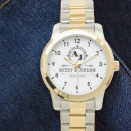 Luxury Elegant Monogram with Initials white Armbanduhr