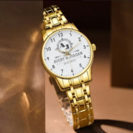 Luxury Elegant Monogram with Initials white Armbanduhr