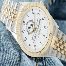 Luxury Elegant Monogram with Initials white Armbanduhr