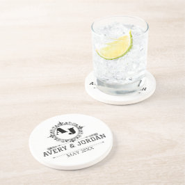 Luxury Elegant Monogram with Initials white Getränkeuntersetzer