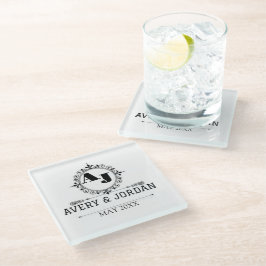 Luxury Elegant Monogram with Initials white Glasuntersetzer