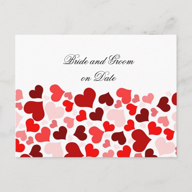 Luxury Elegant Red Hearts Rett Date Card Ankündigungspostkarte (Vorderseite)